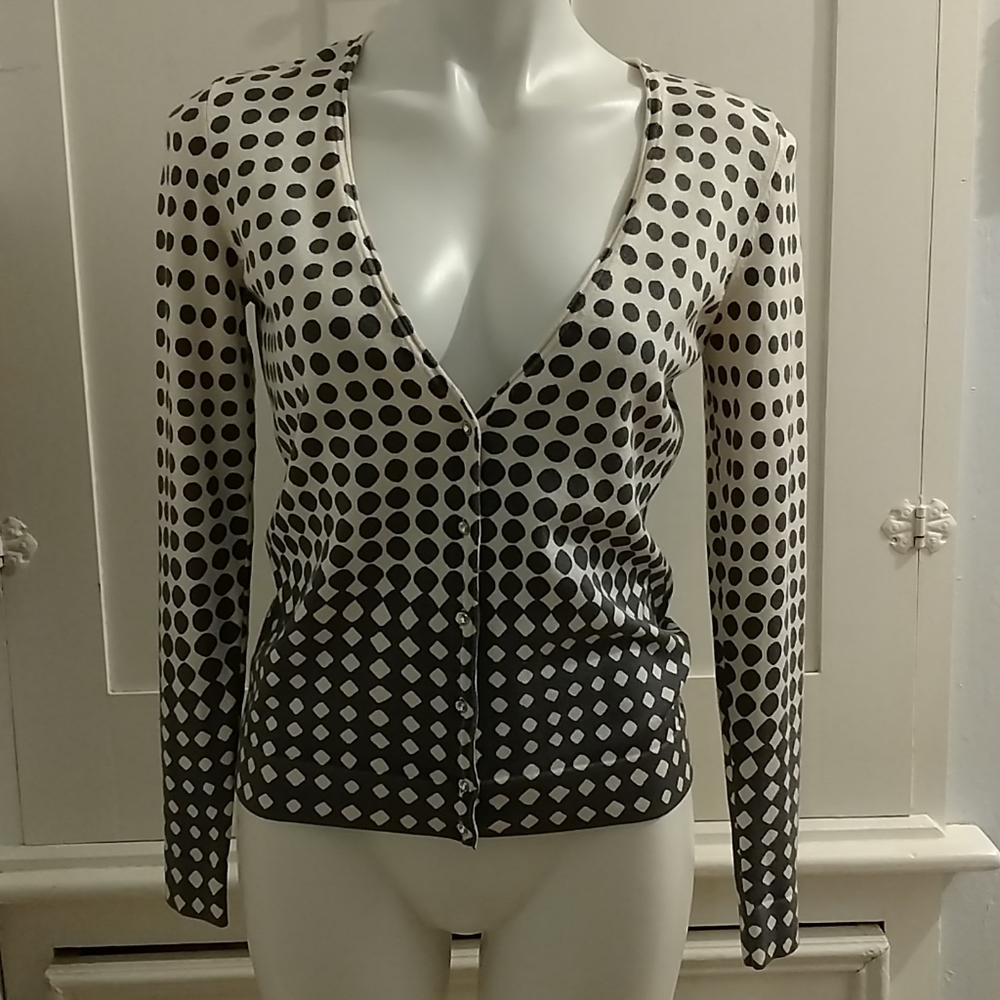 Ann Taylor grey and beige spotted cardigan Sz S
